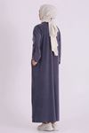 Behrem Cep Detaylı Dikişli Elbise-LYN04743 Lacivert
