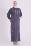 Behrem Cep Detaylı Dikişli Elbise-LYN04743 Lacivert