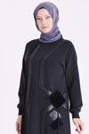 Behrem Deri Detaylı Tunik-LYN04742 Siyah