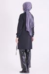 Behrem Deri Detaylı Tunik-LYN04742 Siyah