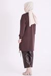 Behrem Deri Detaylı Tunik-LYN04742 Koyu Kahve