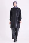 Behrem Deri Detaylı Tunik-LYN04742 Siyah