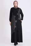 Behrem  Brokar Detaylı Elbise-LYN04747 Siyah