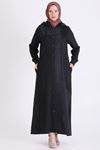 Behrem Brokar Detaylı Ferace-LYN04750 Siyah