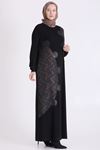 Behrem  Brokar Detaylı Elbise-LYN04747 Siyah
