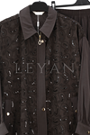 Payetli Takım-LYN04752 Kahve