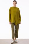 Tığ Triko Örgü Detaylı Rayon Tunik-LYN04764 Olive