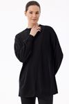 Tığ Triko Örgü Detaylı Rayon Tunik-LYN04764 Siyah