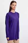 Tığ Triko Örgü Detaylı Rayon Tunik-LYN04764 Mor
