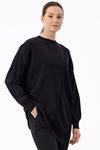 Tığ Triko Örgü Detaylı Rayon Tunik-LYN04764 Siyah