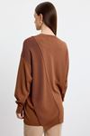 Tığ Triko Örgü Detaylı Rayon Tunik-LYN04764 Kahve