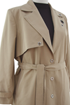 Kuşgözü Detaylı Trençkot-LYN04777 Camel