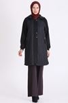 Behrem Süet Detaylı Kap-LYN04793 Siyah