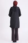 Behrem Süet Detaylı Kap-LYN04793 Siyah